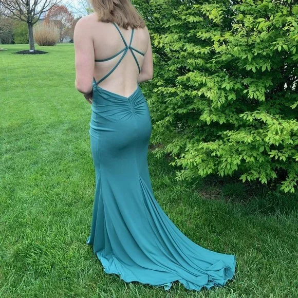 strapless open back dress V-Neck Plus-Size Long Sequin Prom Dress CD840C Azalea Pink / 16 main image 0